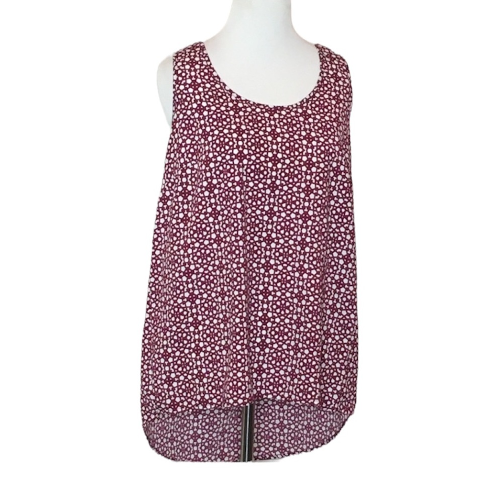 Halogen Print Sleeveless Burgundy Top Size Medium